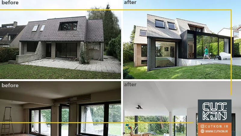 قبل و بعد بازسازی ویلا